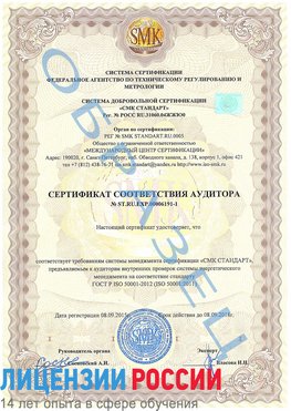 Образец сертификата соответствия аудитора №ST.RU.EXP.00006191-1 Южно-Сахалинск Сертификат ISO 50001