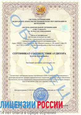 Образец сертификата соответствия аудитора №ST.RU.EXP.00006030-1 Южно-Сахалинск Сертификат ISO 27001