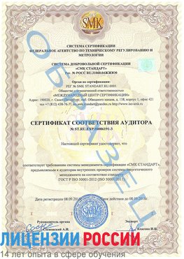 Образец сертификата соответствия аудитора №ST.RU.EXP.00006191-3 Южно-Сахалинск Сертификат ISO 50001